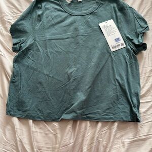 lululemon classic fit cotton blend tee size 10 tidal teal